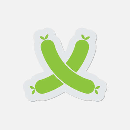 simple green icon with contour and shadow - two sausages on a white backgroundのイラスト素材