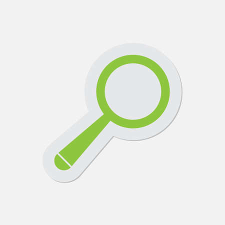 simple green icon with contour and shadow - magnifier on a white backgroundのイラスト素材