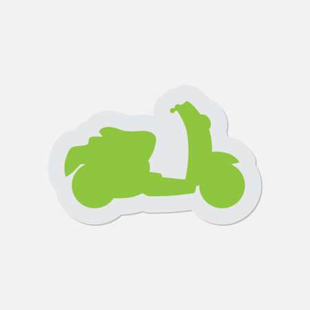 simple green icon with contour and shadow - scooter on a white backgroundのイラスト素材