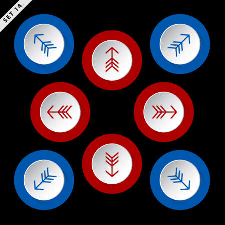 red and blue arrows in eight directions - on a black background