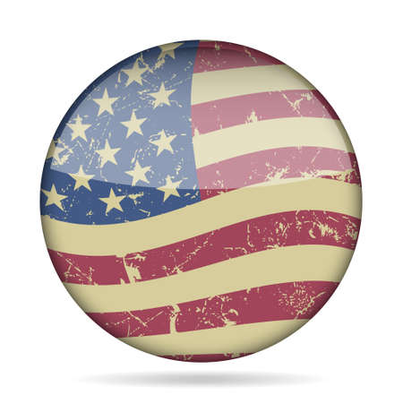 button with vintage waving national flag of the United States of America and shadow - grunge styleのイラスト素材