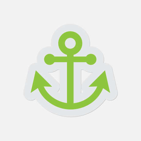 simple green icon with light gray contour and shadow - anchor on a white backgroundのイラスト素材