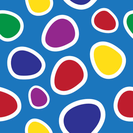 seamless illustration - colored oval shapes on a blue backgroundのイラスト素材