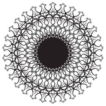 abstract illustration, white background - black lines with circle in the middleのイラスト素材