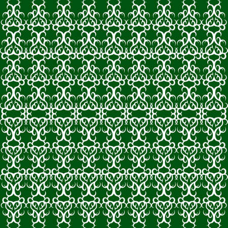 seamless illustration - white oriental decorative grille in front of a green backgroundのイラスト素材