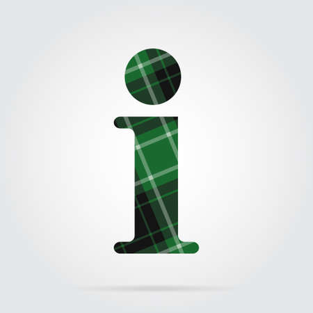 green, black isolated tartan icon with white stripes - information symbol and shadow in front of a gray backgroundのイラスト素材