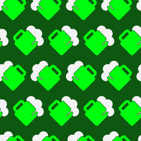 seamless wrapping paper - light green and white beer with froth in front of a dark green backgroundのイラスト素材