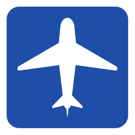 blue rounded square information road sign with white airliner iconのイラスト素材