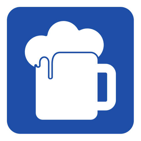 blue rounded square information road sign - white beer with foam iconのイラスト素材