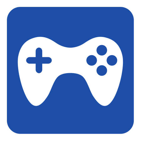 Blue rounded square information road sign with white gamepad iconのイラスト素材