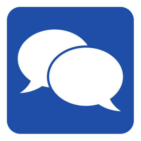 blue rounded square information road sign with two white speech bubbles iconのイラスト素材
