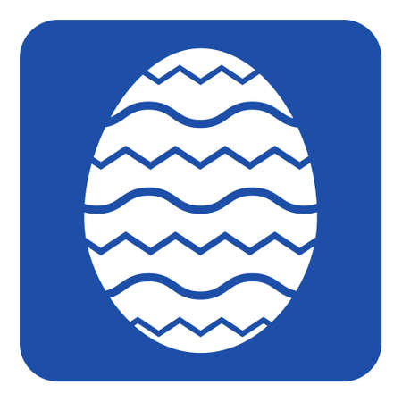 blue rounded square information road sign - white Easter egg with waves iconのイラスト素材