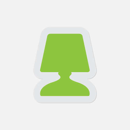 simple green icon with light gray contour and shadow - bedside table lamp on a white backgroundのイラスト素材