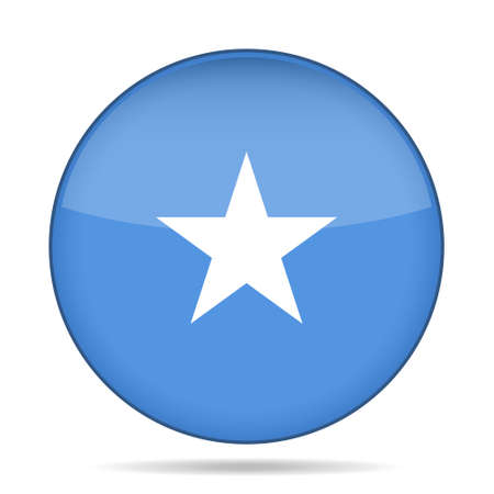 National flag of Somalia. Shiny round button with shadow.のイラスト素材