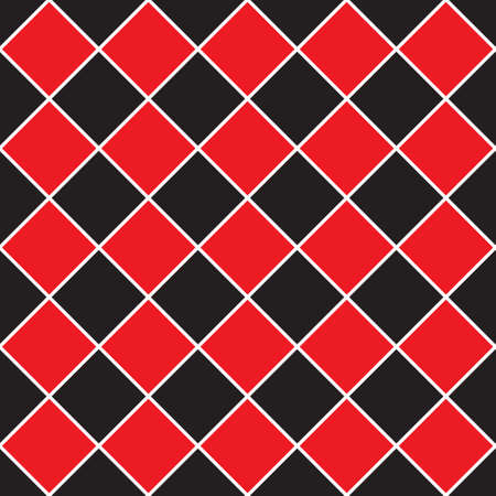seamless illustration - red, black rhombus tile pattern with diagonal white lines