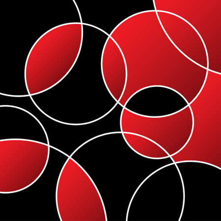 abstract illustration - red, black circular stained glass, mosaic with white outlinesのイラスト素材