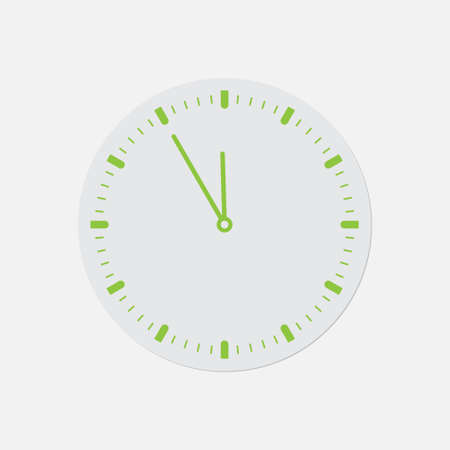 Simple green icon with light gray contour and shadow - Last minute clock on a white background