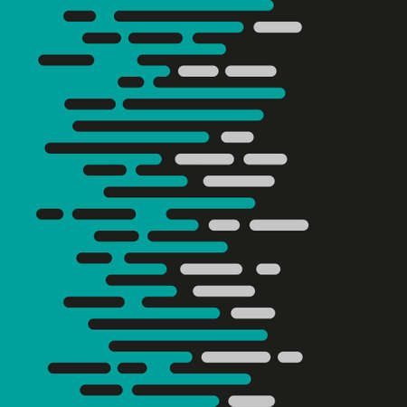 abstract dynamic geometric rounded turquoise, white positive and negative shapes on a black backgroundのイラスト素材