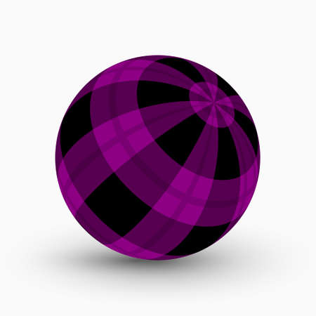 purple and black tartan, plaid ball with translucent purple stripes and shadow in front of a white backgroundのイラスト素材