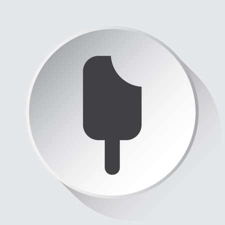 stick ice cream - simple gray icon on white button with shadow in front of light gray square backgroundのイラスト素材