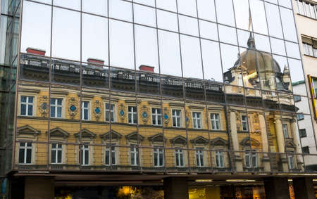 Beautiful Reflected Building in Ljubljana, Slovenia, Europeの写真素材