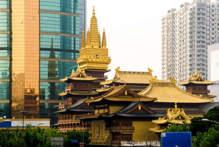 Jing An Temple general view in Shanghai, Chinaのeditorial素材