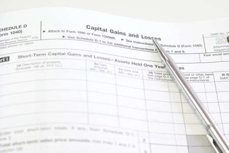 Capital gains and losses, schedule D, U.S. tax formsの写真素材