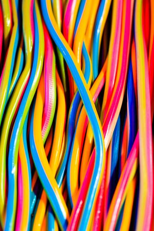 Sweet candy colourful stripes for sale on food marketの写真素材
