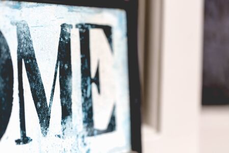 Me dark vintage scratched letters on white board. Horizontal close up cropの写真素材