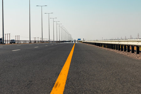 Motorway 23 from Muscat to Sur in North Oman. Low wide angle viewの写真素材