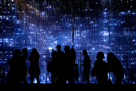 Crystal Universe ,the art installation of "FUTURE WORLD: Where Art meets Science "exhibition at Art Science Museum in Singapore by Team Lab.のeditorial素材