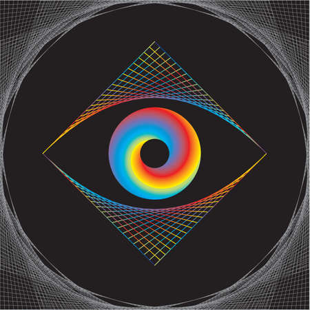 Multicolored design eye on a black backgroundのイラスト素材