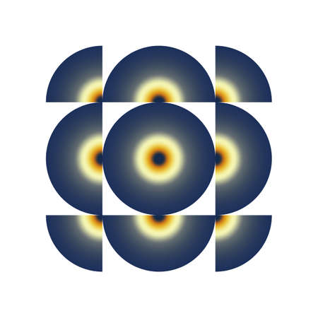 Abstract blue and yellow circles white background