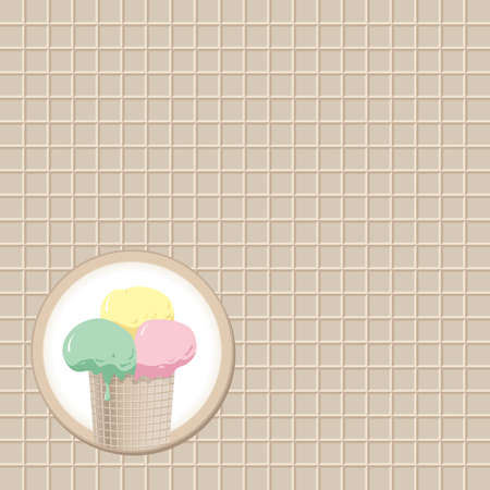 cup of ice cream for waffle backgroundのイラスト素材