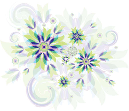 Abstract set of flowers, the central track in romantic shades on a white backgroundのイラスト素材