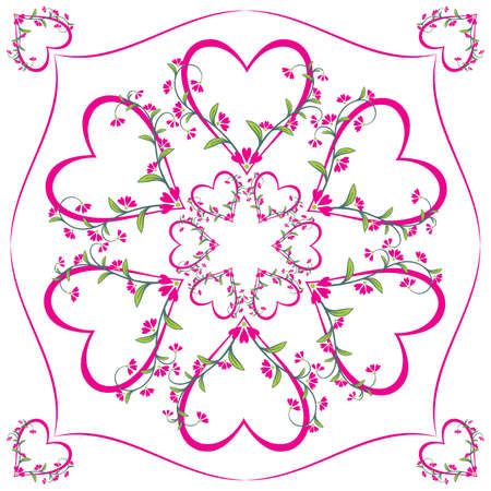 Valentines Day background with heart and flowers , element for design,  illustrationのイラスト素材