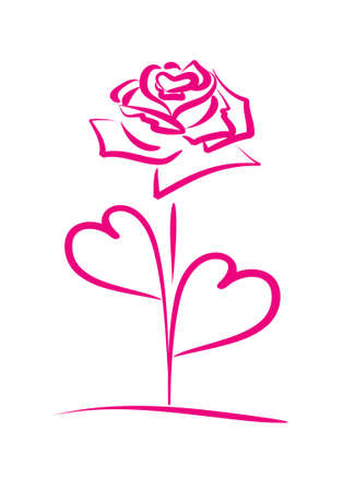 Red rose with petals in the shape of a heart on a white backgroundのイラスト素材