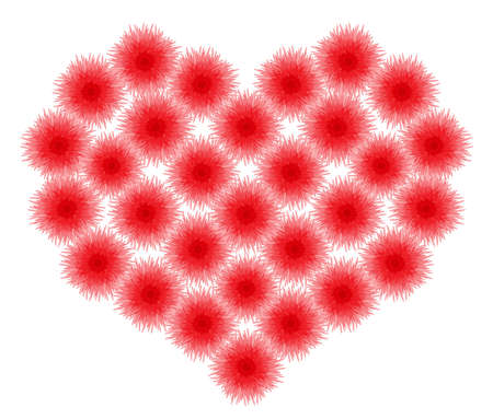 Flowers of red color in the shape of a heartのイラスト素材