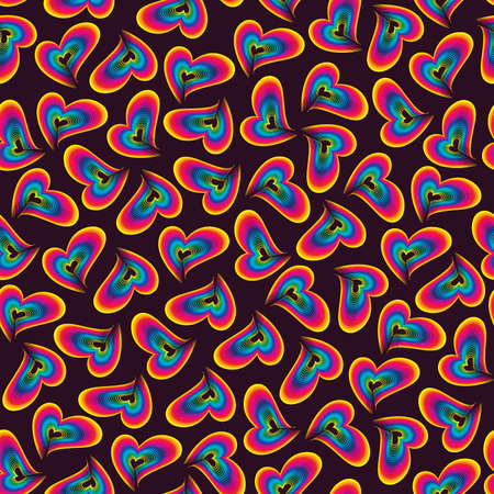 Colorful hearts on a black backgroundのイラスト素材