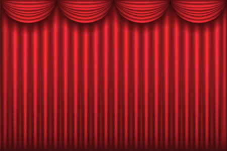losed red theater curtain, background, illustrationのイラスト素材
