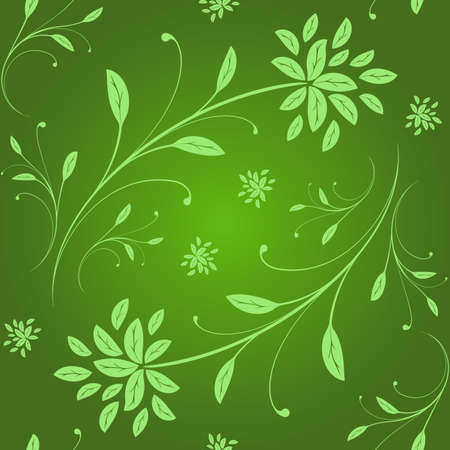 Seamless abstract floral ornament on green background, vector illustrationのイラスト素材