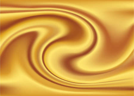 Golden satin, silk waves. Yellow background, vector illustrationのイラスト素材
