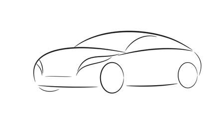 Cartoon silhouette of a black car on a white backgroundのイラスト素材