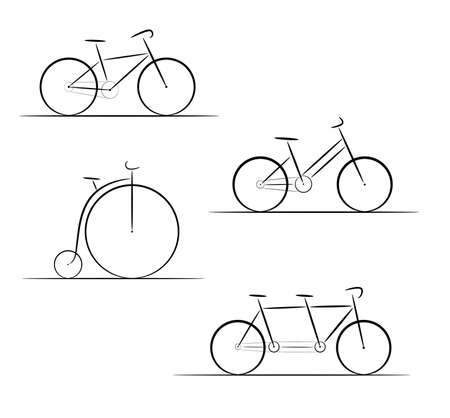 Vector set of bicycle silhouettes on a white backgroundのイラスト素材