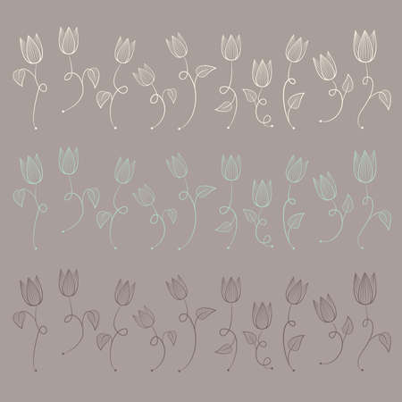 Three series of silhouettes of tulipsのイラスト素材