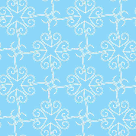 Seamless abstract floral ornament on blue background, vector illustrationのイラスト素材