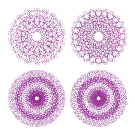 Set of guilloche rosettes certificate or diplomas, decorative elementsのイラスト素材