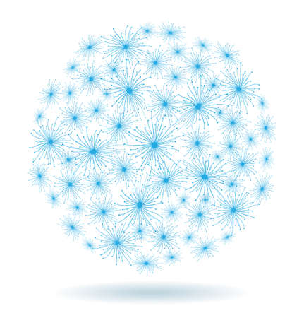 Abstract Christmas winter background of the blue stars in the form of a ballのイラスト素材