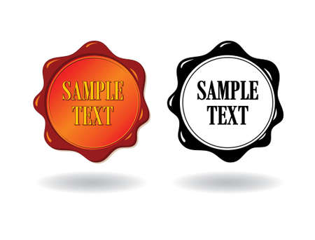 Red and black wax stamps on a white background のイラスト素材