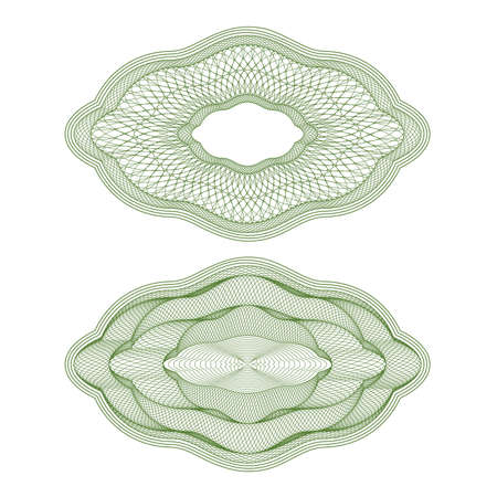 Set of vector oval guilloche pattern for currency, certificate or diplomasのイラスト素材